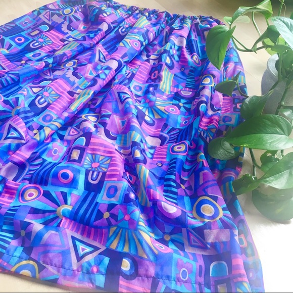 VTG 80s Sheer Art Deco Midi Skirt plus size XXL - Picture 6 of 7